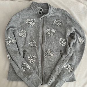 PS Couture Girls Fleece Sequin Heart Jacket Size 12 Gray
